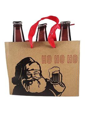 NEW Design Group Santa Clause Holding Beer 6 Pack Heavy Duty Gift Bag Christmas